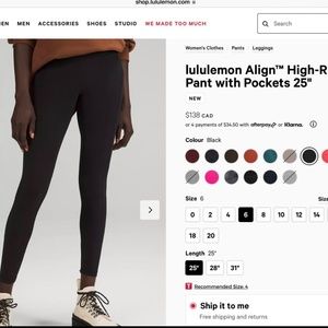NWT Lululemon Align TIghts with Pockets - 6